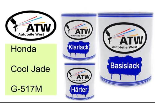 Honda, Cool Jade, G-517M: 1L Lackdose + 1L Klarlack + 500ml Härter - Set, von ATW Autoteile West.
